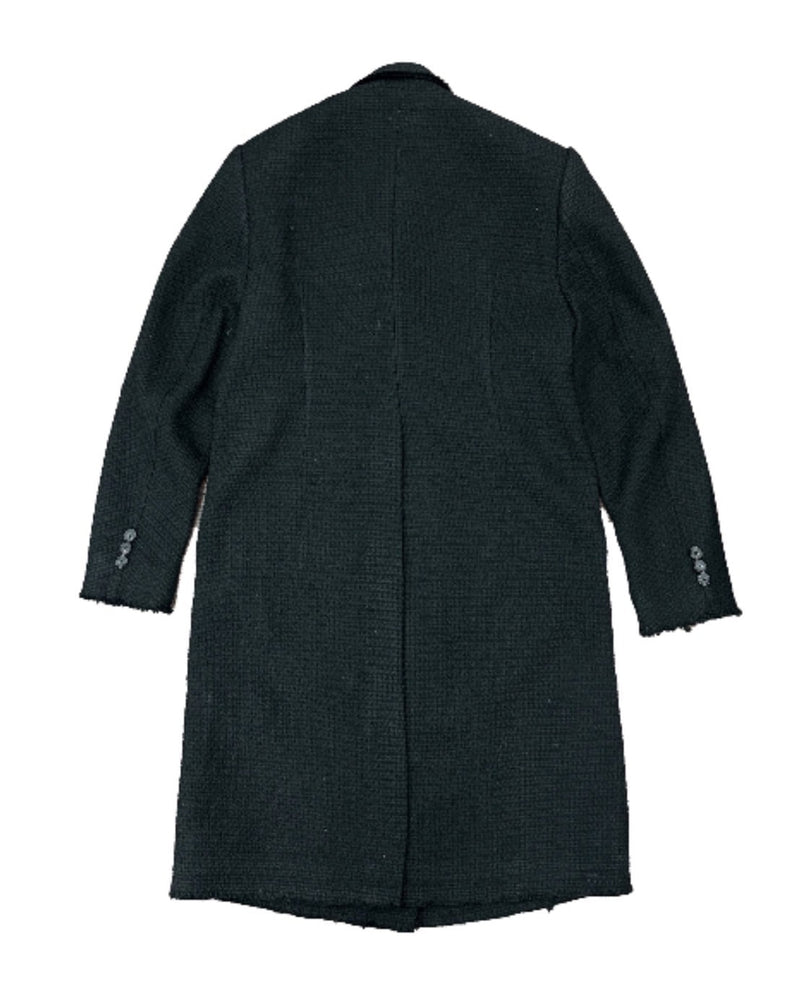 【BLR BLUER】Embossed Raw-edge Long Double Coat