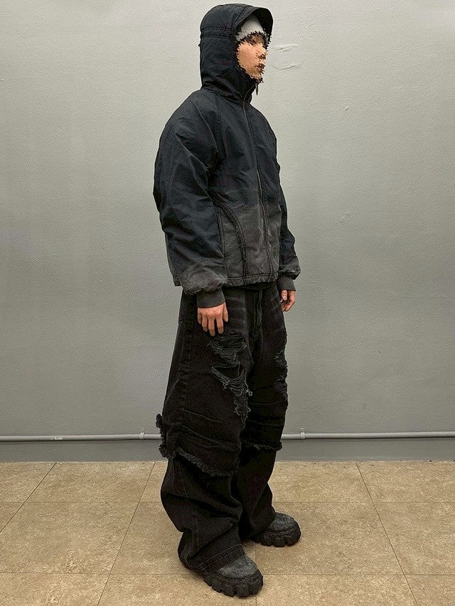 【BLR BLUER】Destroyed Gradation Washing Puffer Jacket