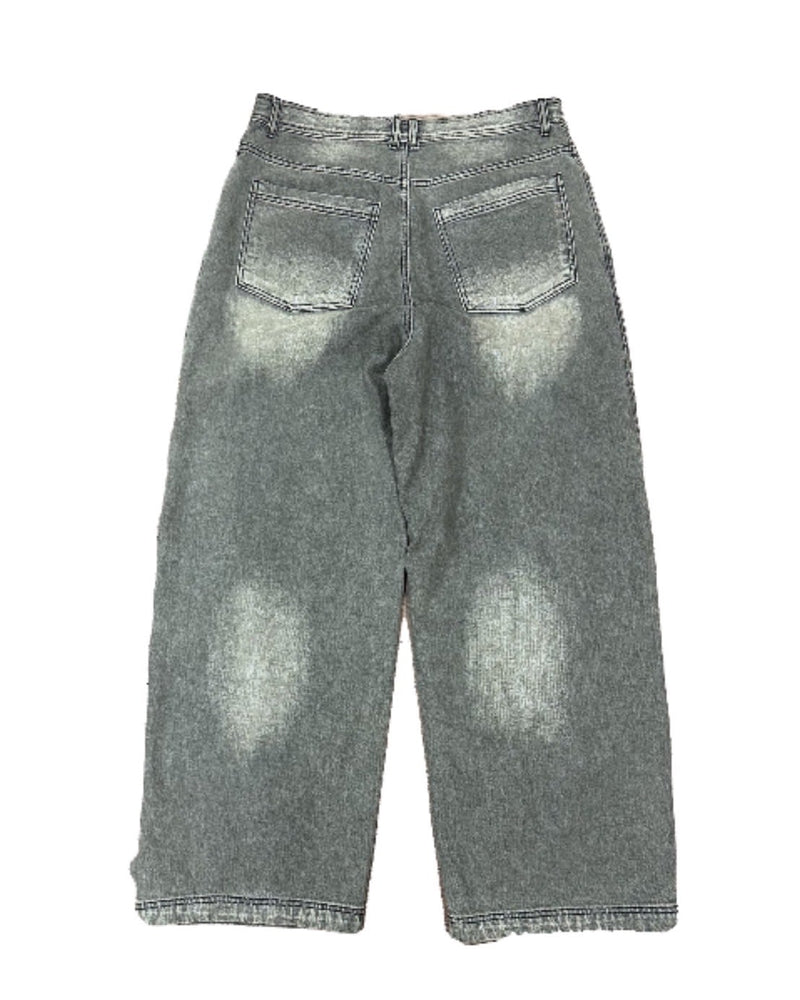 【BLR BLUER】Oil Washed Double Waist Denim Pants