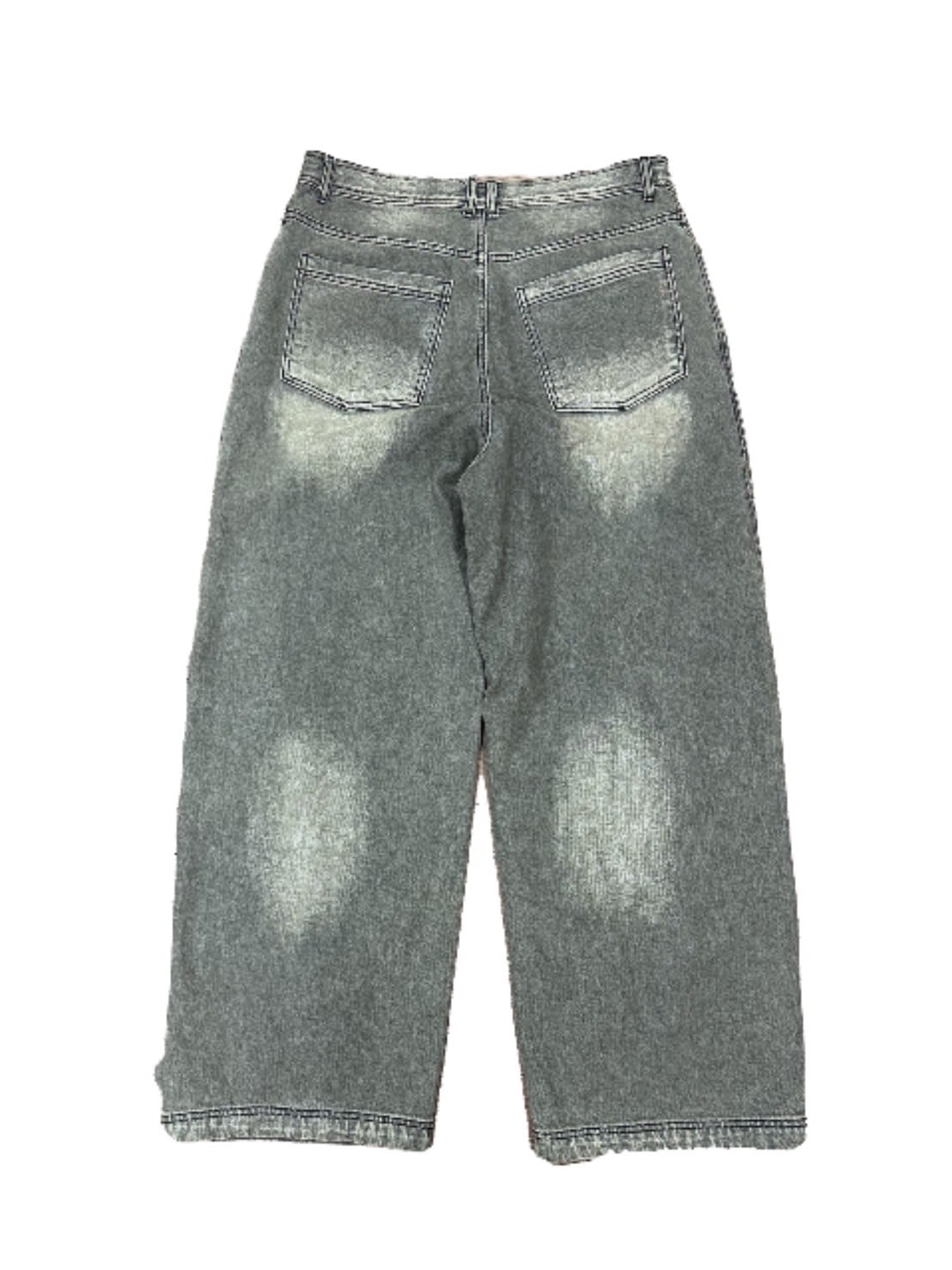 【BLR BLUER】Oil Washed Double Waist Denim Pants