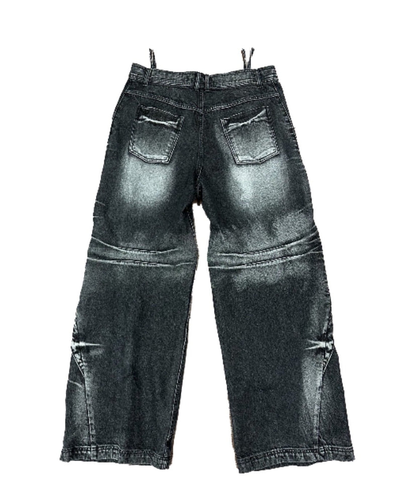 【BLR BLUER】Curved Tanker Washed Denim Pants