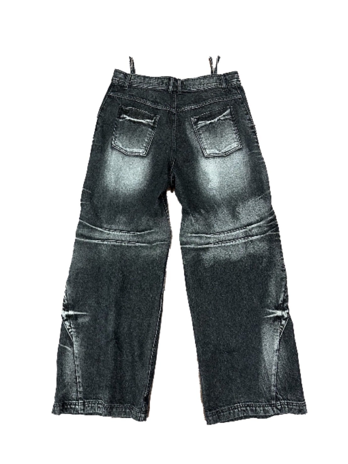 【BLR BLUER】Curved Tanker Washed Denim Pants