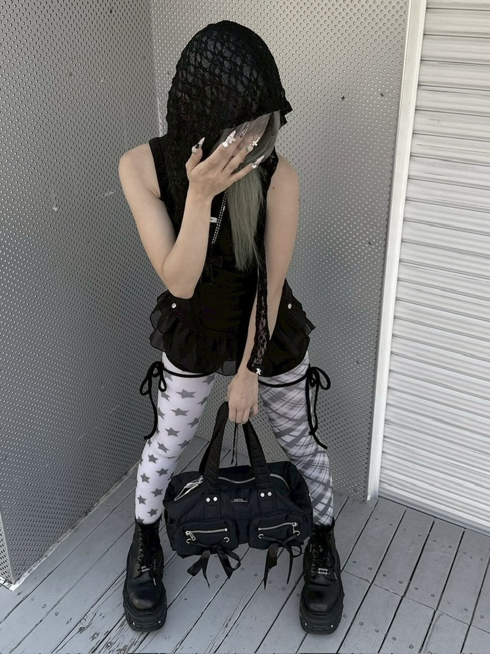 受注制【nmtc +】lace balaclava / 【エヌエムティーシープラス】レースバラクラバ (2color)