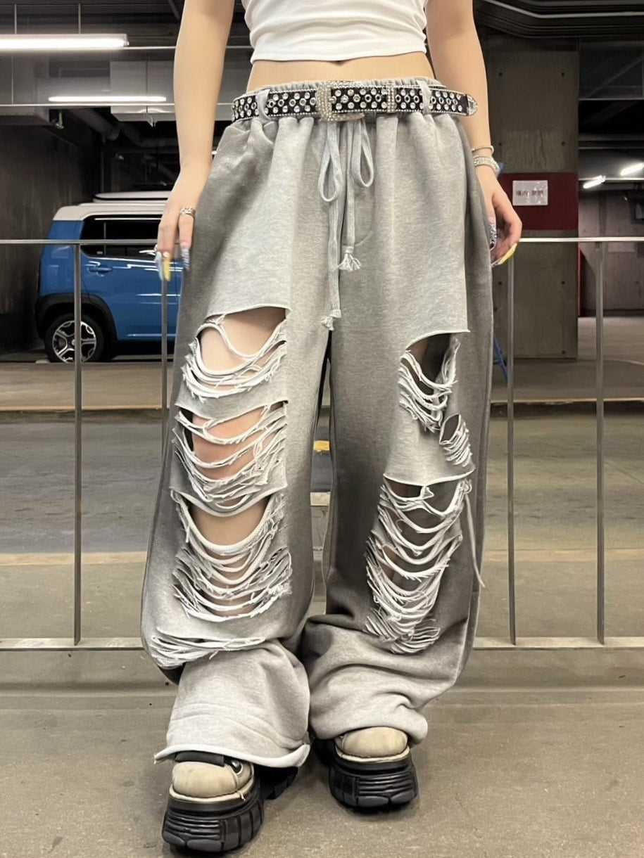 受注制【Never mind the XU】dirty damage sweat pants / 【エックスユードッグ】ダーティーダメージスウェットパンツ (2color)