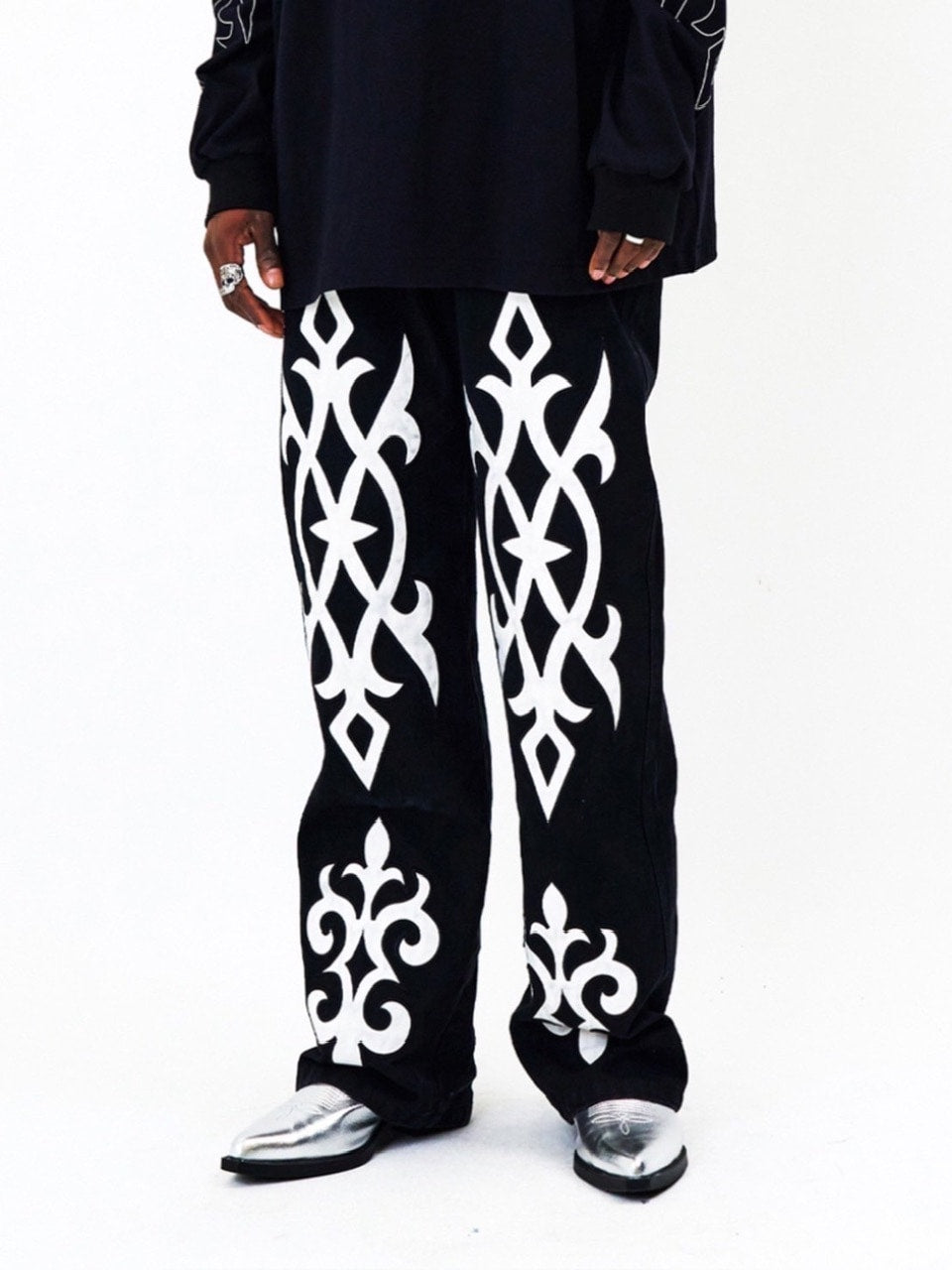 【E RIN AI E】BRIGHT TRIBAL PARTY DENIM PANTS