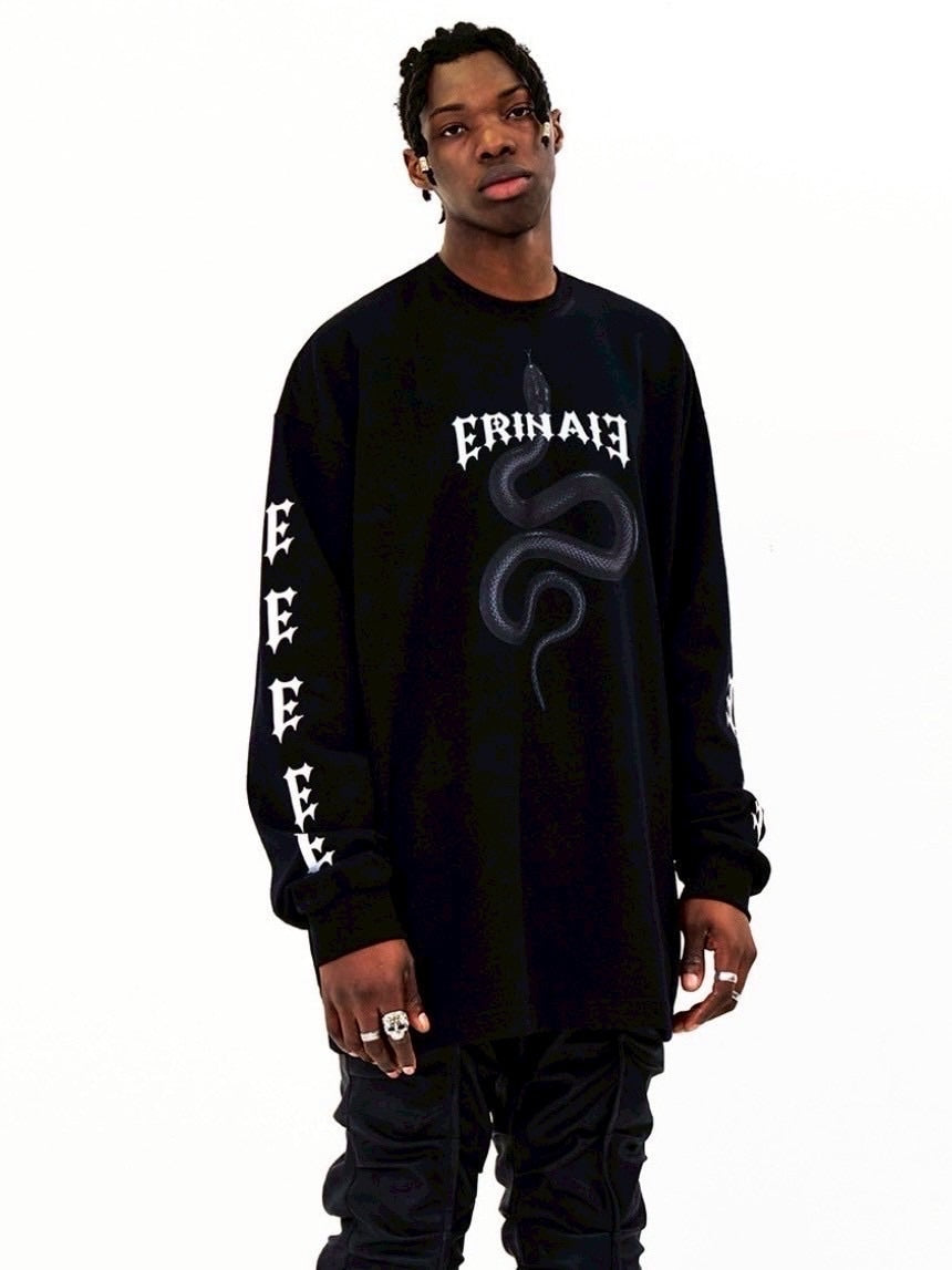 【E RIN AI E】BLACK MAMBA LONG SLEEVE TEE