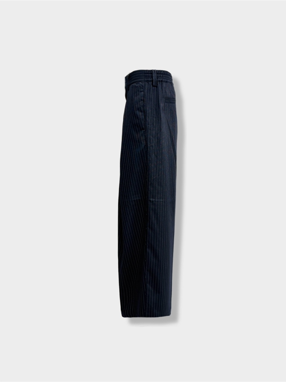 【CS】stripe cross tuck drape slacks (navy)