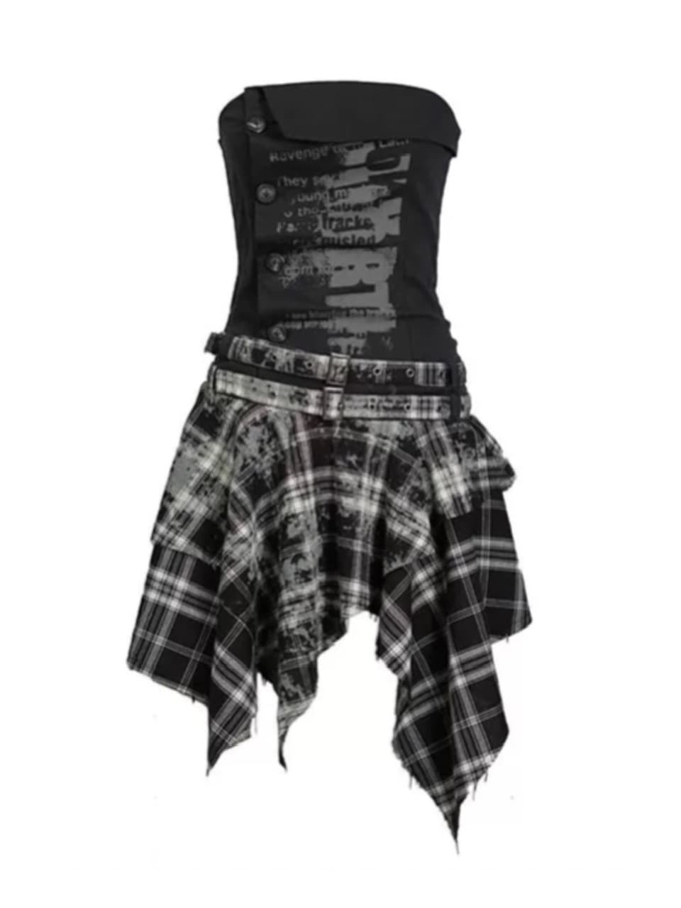 【Cest Nous】Plaid Bustier Dress / 【セヌー】グラフィックビスチェチェックワンピース