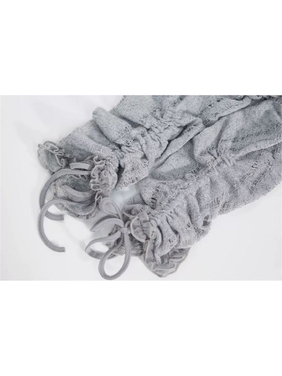 【Cest Nous】Misty Blue Cardigan / 【セヌー】フードフリルシースルーカーディガン