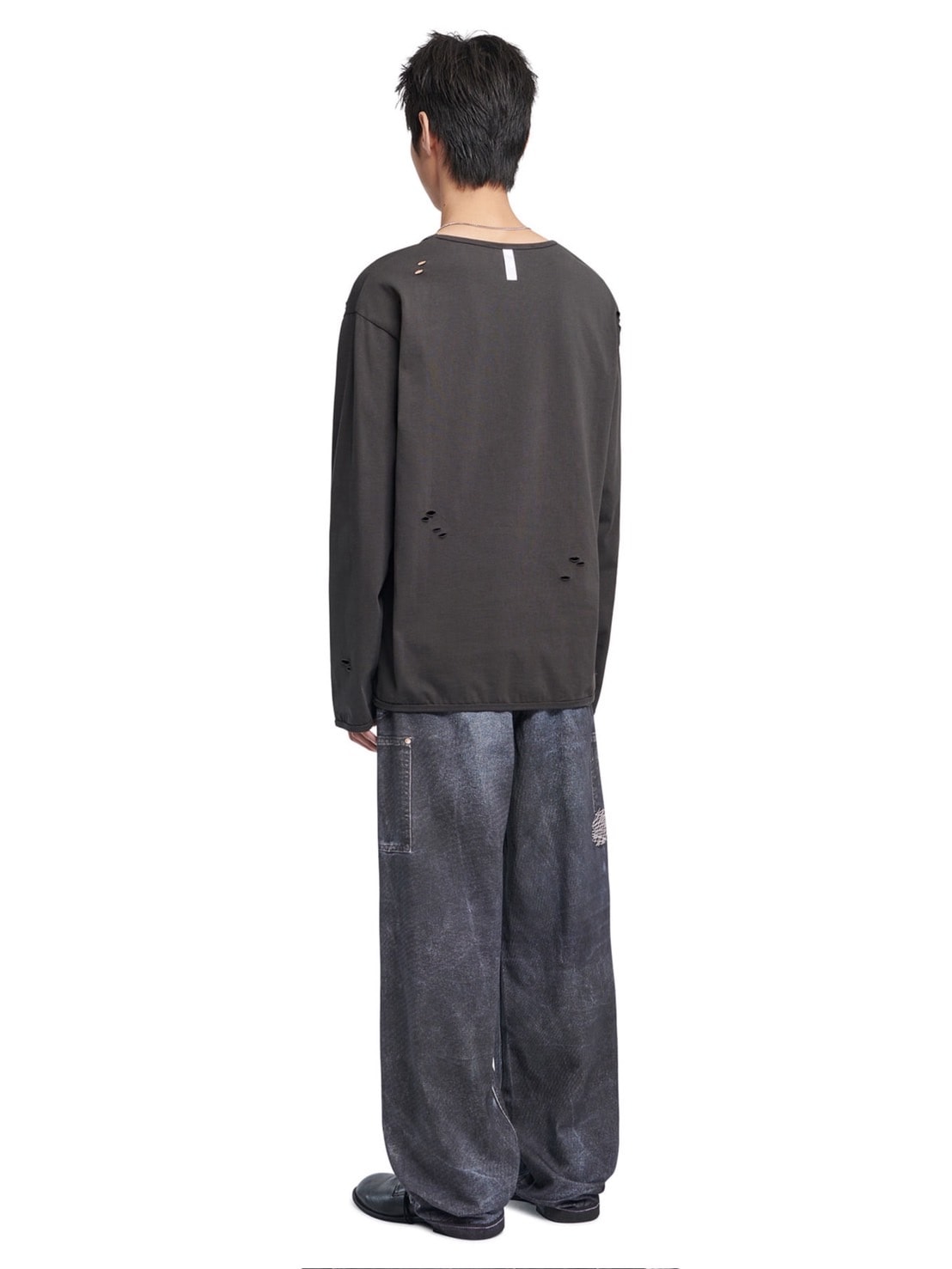 【NOMANUAL】DAMAGED LONG SLEEVE TEE