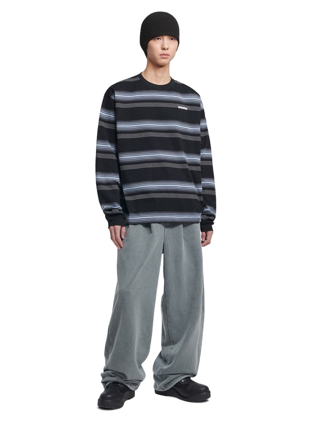 【NOMANUAL】NM STRIPED LONG SLEEVE TEE