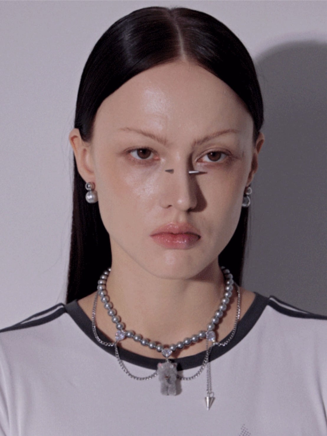 【PEG LEG】mascot silver chain pearl layered necklace