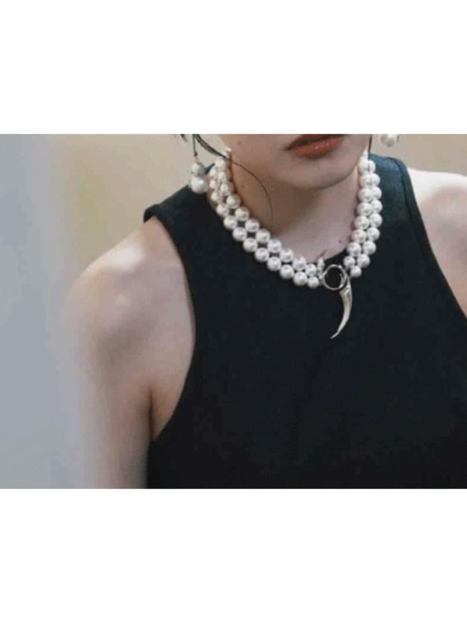 【PEG LEG】2 lines of emblem pearls necklace