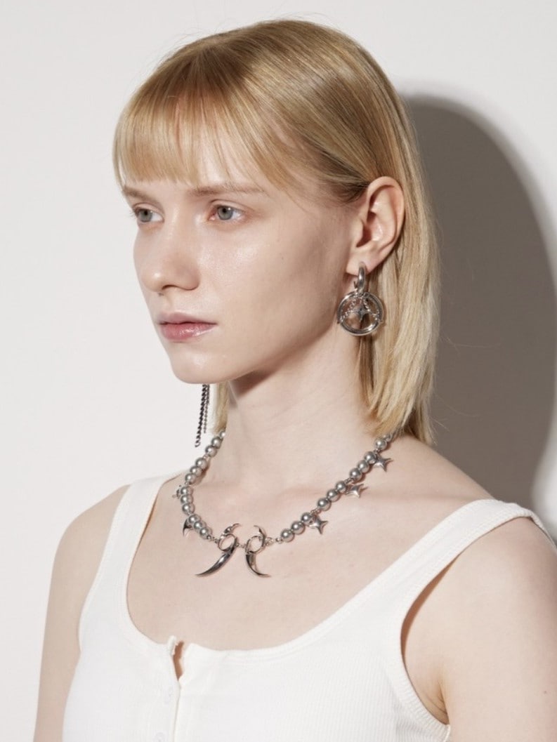 【PEG LEG】little Emblem rattle star pearl necklace