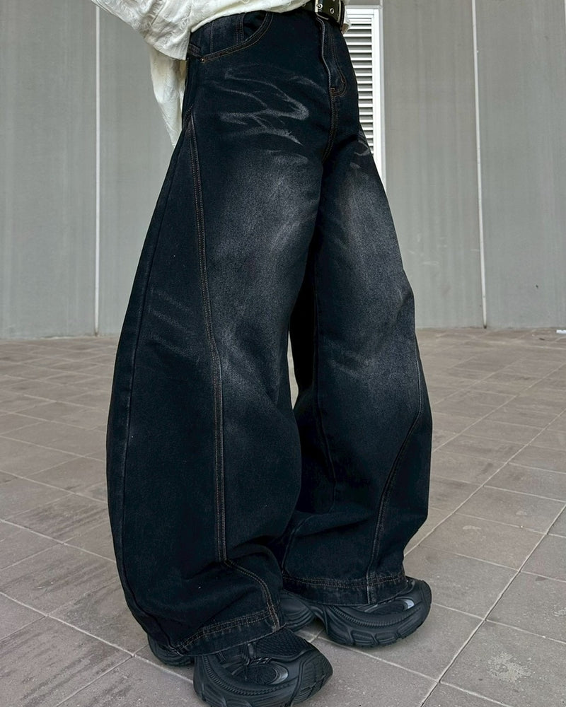 国際配送【LUV CODE】whisker wash denim balloon pants