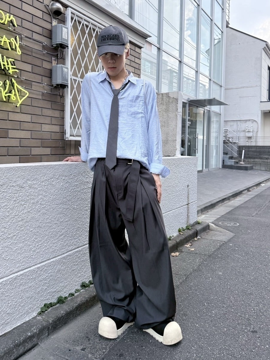 受注制【nmtc +】belt slacks / 【エヌエムティーシープラス】ベルト付きスラックス (2color)