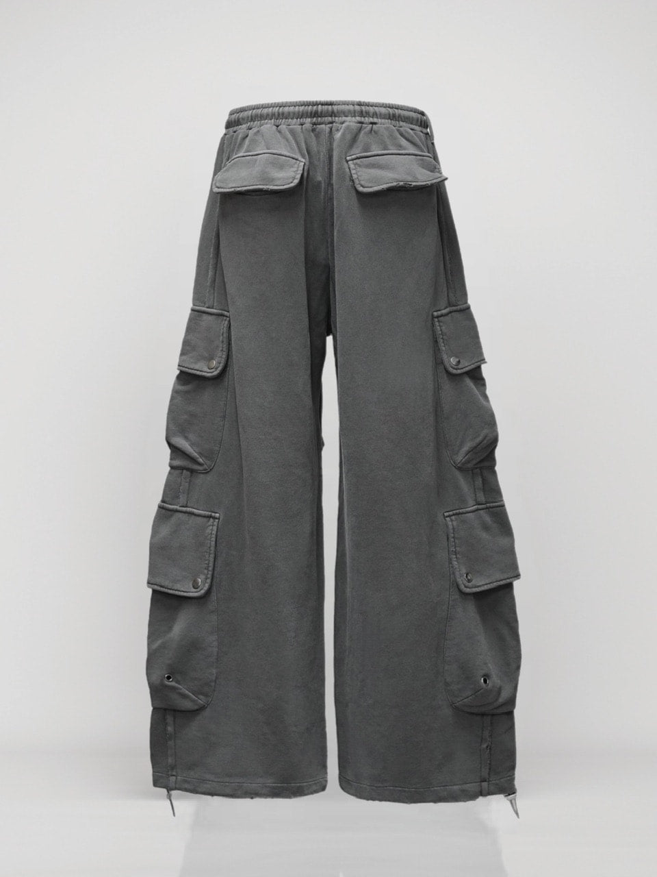 【CHIKASHITSU PLUS HIGH】4 pocket dirty wash sweat cargo pants (charcoal) / 【チカシツプラスハイ】マルチポケットダーティーウォッシュスウェットカーゴパンツ