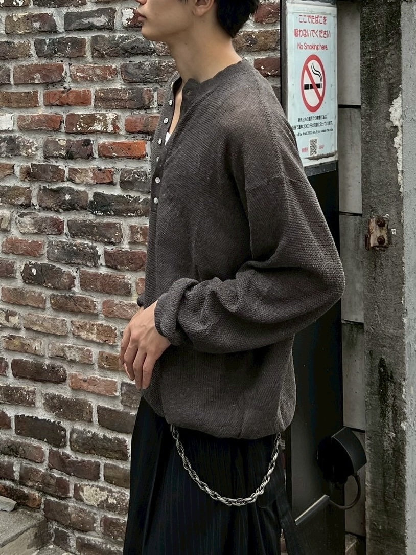 【Chikashitsu +】light touch henry neck knit / 【チカシツプラス】ライトタッチへンリーネックニット (3color)