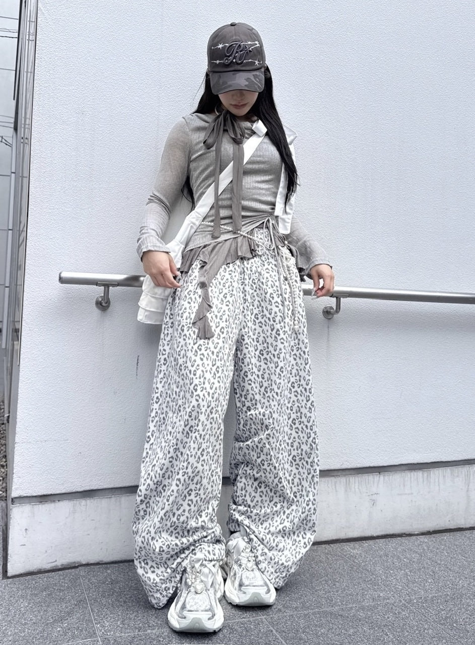 受注制【nmtc +】leopard print wide pants / 【エヌエムティーシープラス】レオパードワイドパンツ (2color)