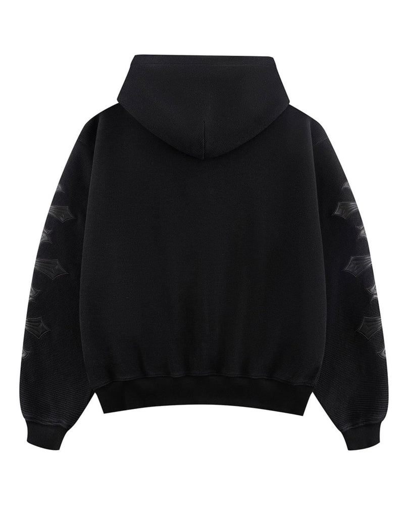 【SUPPLIER】Cross Leather Patch Thermal Zip Hoodie / 【サプライヤー】クロスレザーパッチサーマルジップアップパーカー