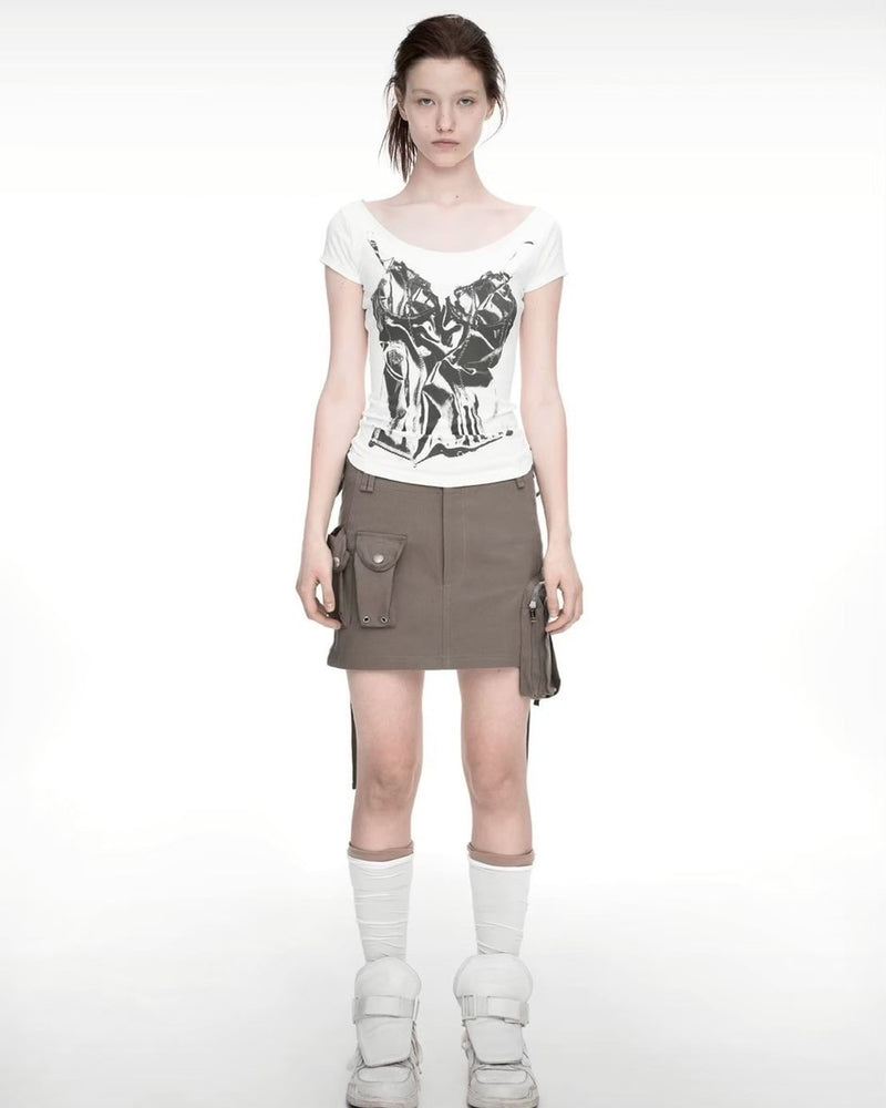 【NACHE】STRAP CARGO MINI SKIRT