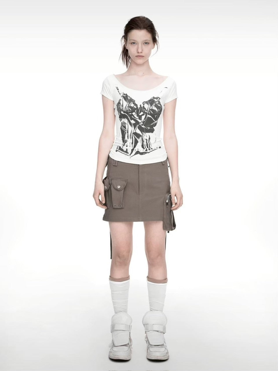 【NACHE】STRAP CARGO MINI SKIRT