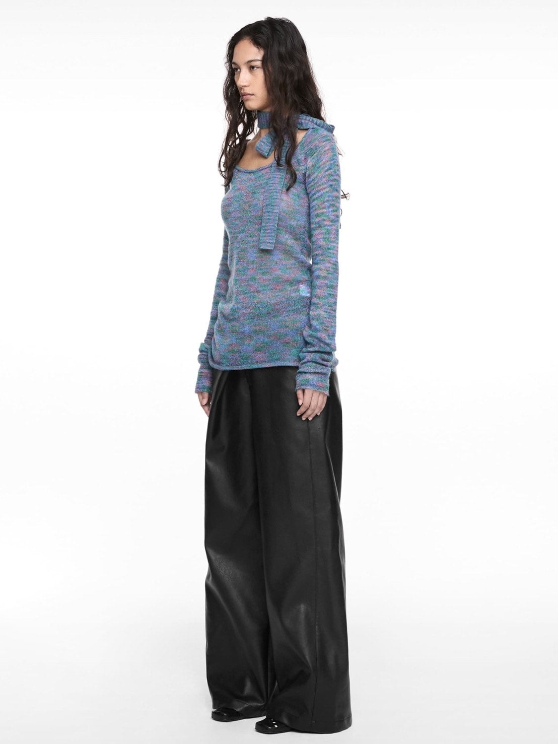 【NACHE】FOLDED WIDE PANTS (UNISEX) LEATHER