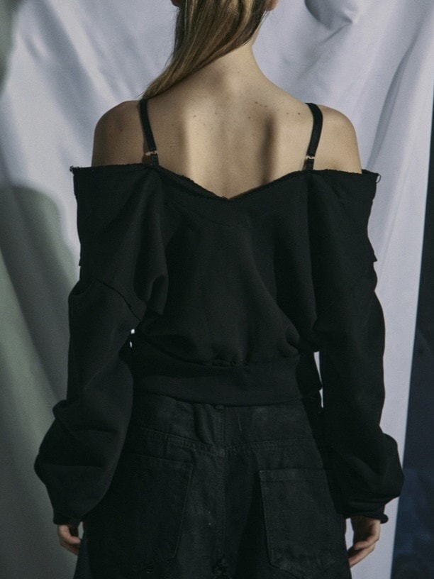 【GATELESS】OFF-SHOULDER ZIP SWEAT / 【ゲートレス】オフショルダージップスウェット