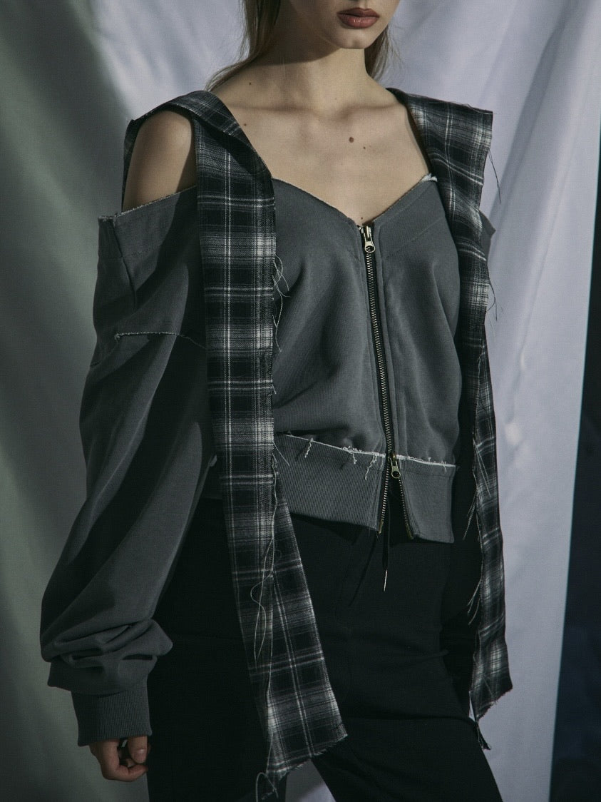 【GATELESS】CHECK HOOD MUFFLER / 【ゲートレス】チェックフードマフラー