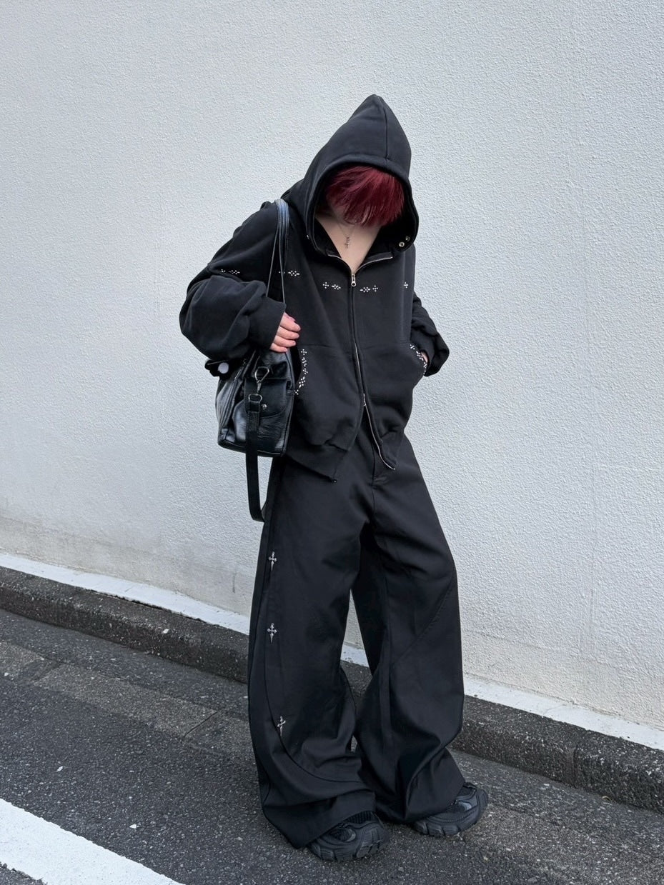 【LUV CODE】cross wide pants