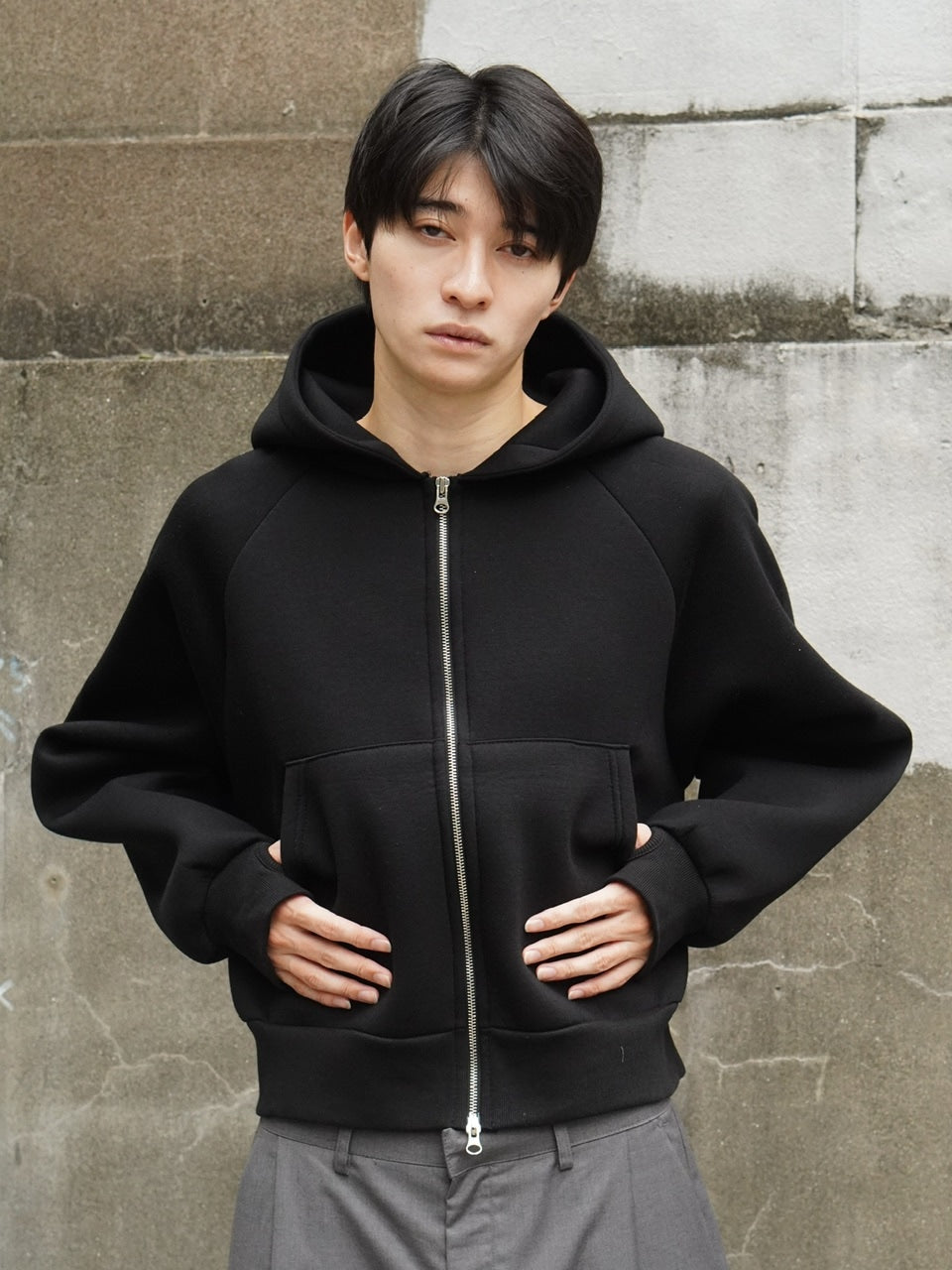 東京店WEB限定受注制【Chikashitsu +】cropped zip hoodie / 【チカシツプラス】クロップドジップフーディー (2color)