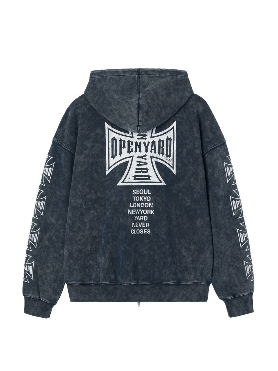 【OY】CROSS FADE WASHED HOODIE ZIP UP