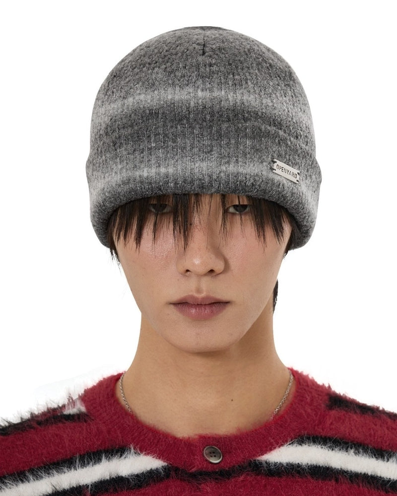 【OY】HAIRY GRADIENT STRIPED BEANIE