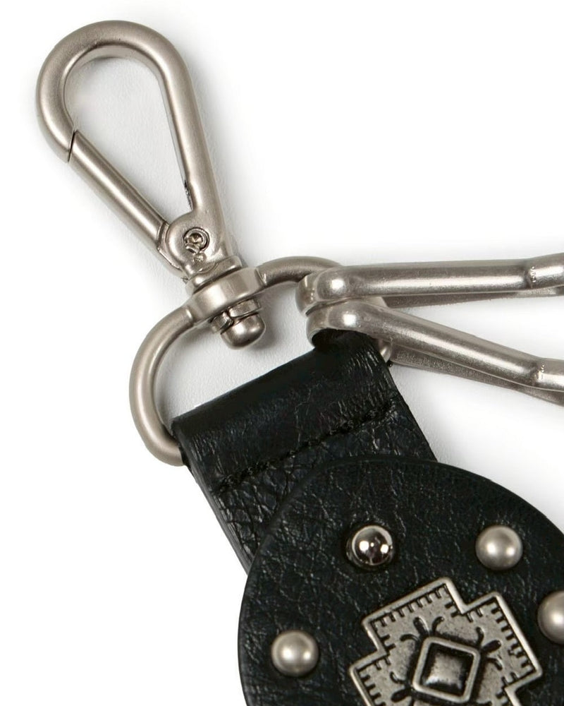 【AAKAM】Cross Studded Leather Keyring