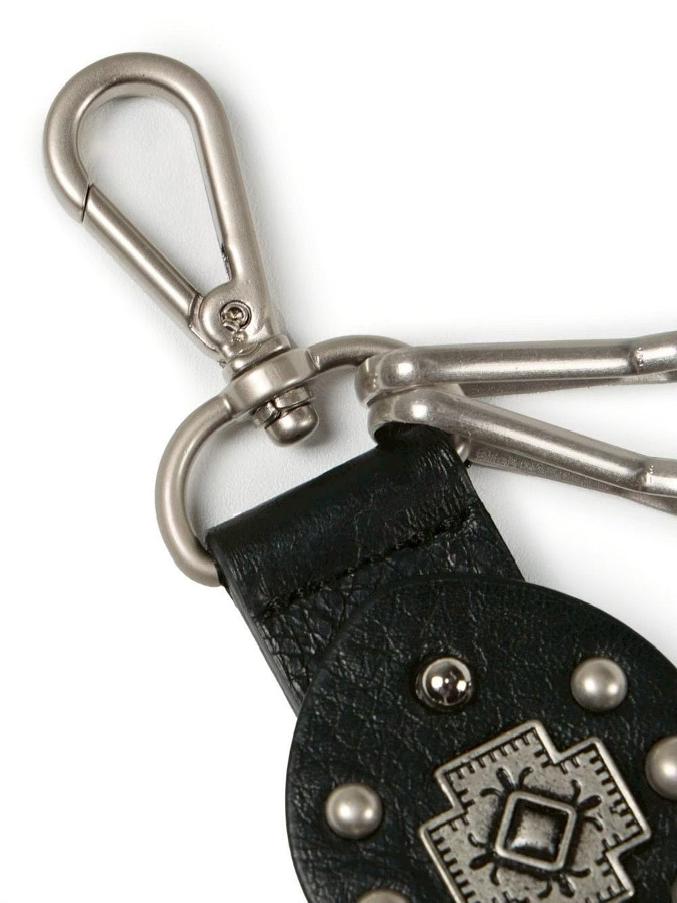 【AAKAM】Cross Studded Leather Keyring