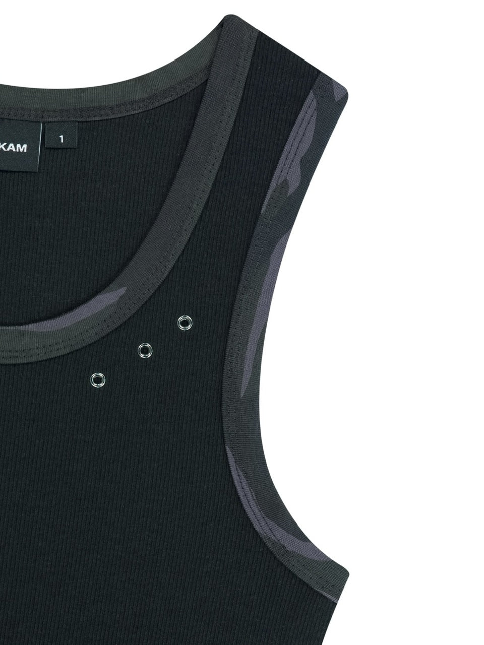【AAKAM】Eyelet Contrast Camo Sleeveless