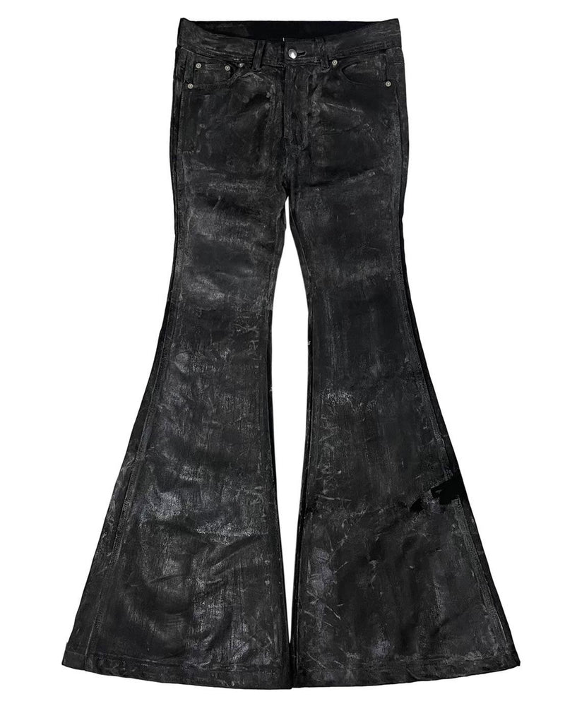 【haveyoudiedbefore?】Deadfall Waxed Denim Pants / 【ハブユーダイドビフォー】ブラックコーティングフレアパンツ
