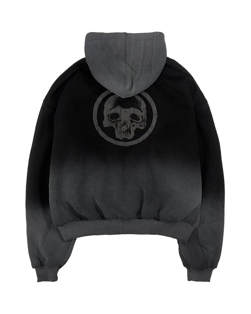 【haveyoudiedbefore?】DS Padded Bomber Zip Hoodie / 【ハブユーダイドビフォー】スカルグラフィックポケットジップパーカー