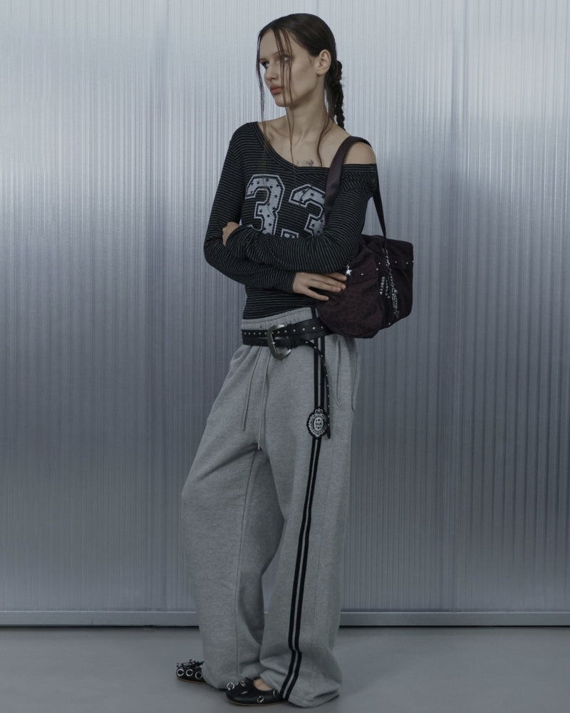 【SETUP‐EXE】33 STRIPE V-NECK TOP / 【セットアップエグゼ】33ストライプ長袖Ｖネック長袖Ｔシャツ