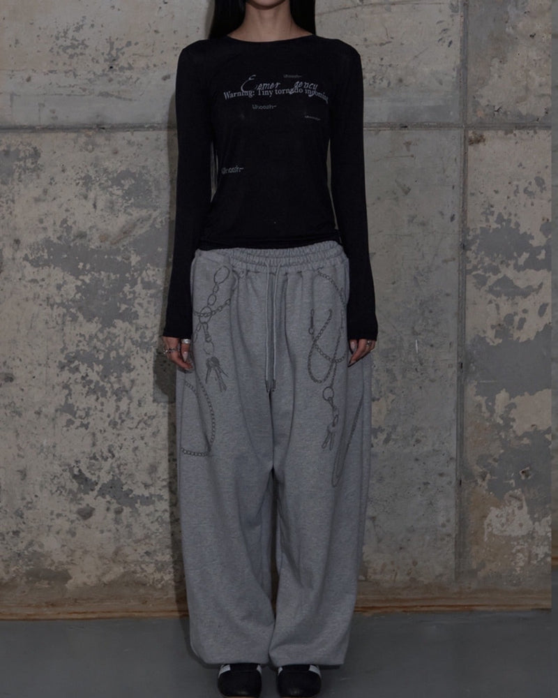 【FANCY CLUB】KEYCHAIN EYELET SWEATPANTS / 【ファンシークラブ】キーチェーンアイレットスウェットパンツ