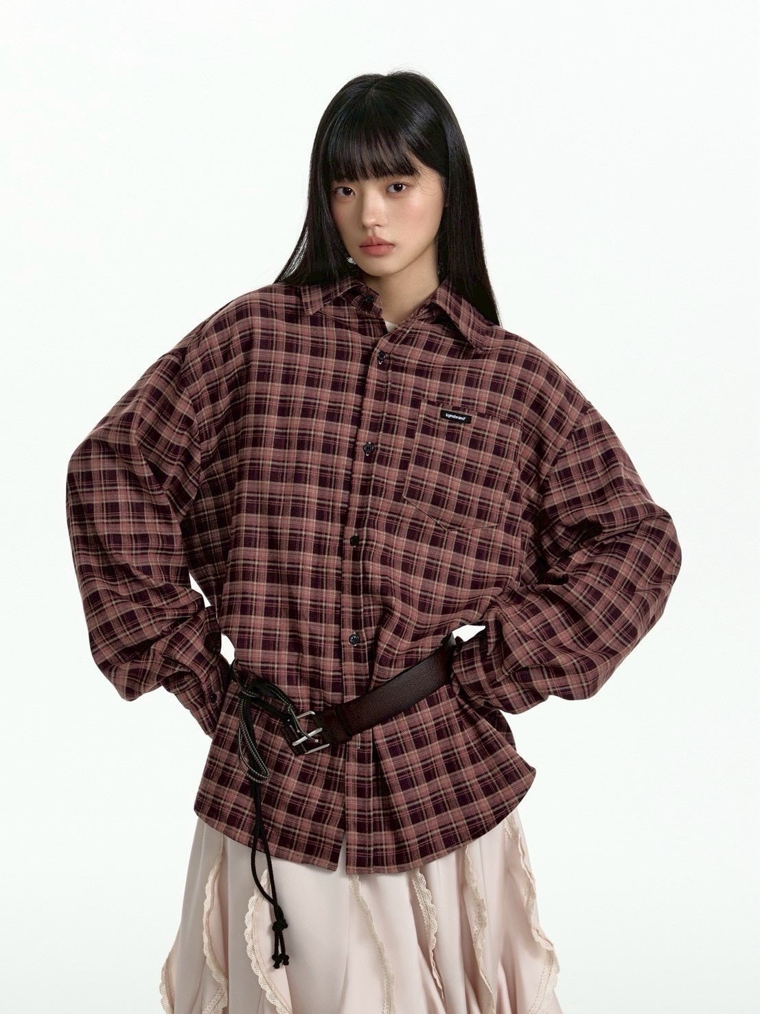 【TGNS】Two-Tone Loose Plaid Shirt / 【ツーガンズ】オーバーサイズルーズチェックシャツ