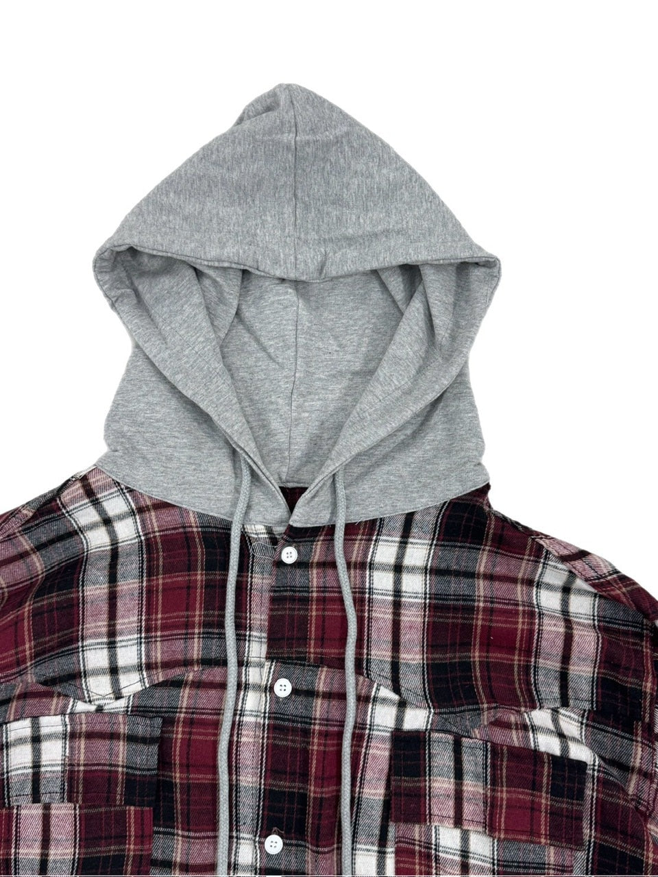 受注制【Chikashitsu +】hood mix check hoodie / 【チカシツプラス】フードミックスチェックパーカー (3color)