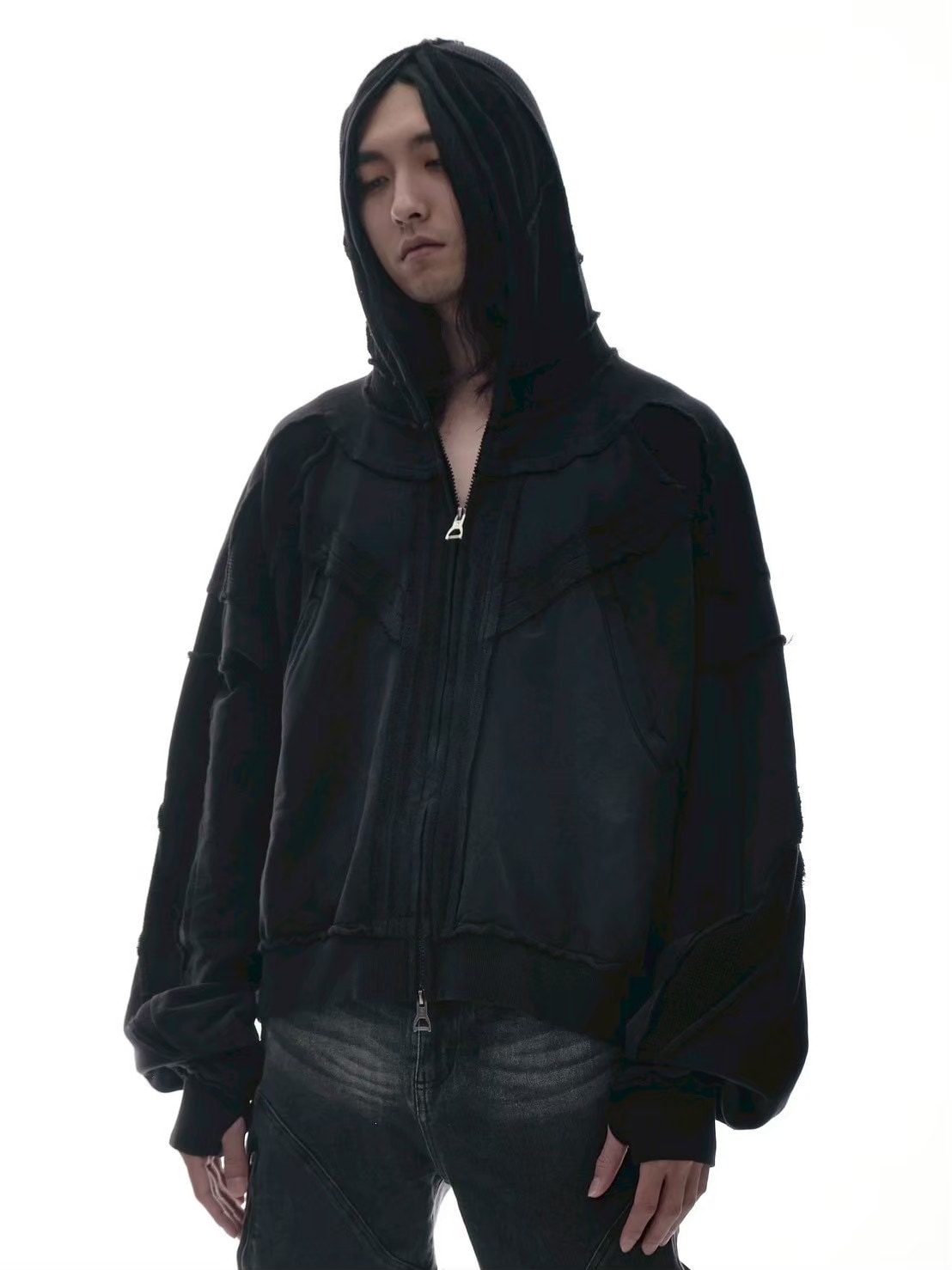 【d5ove】Structured Zippered Hoodie / 【ダヴ】ラインダブルジップパーカー