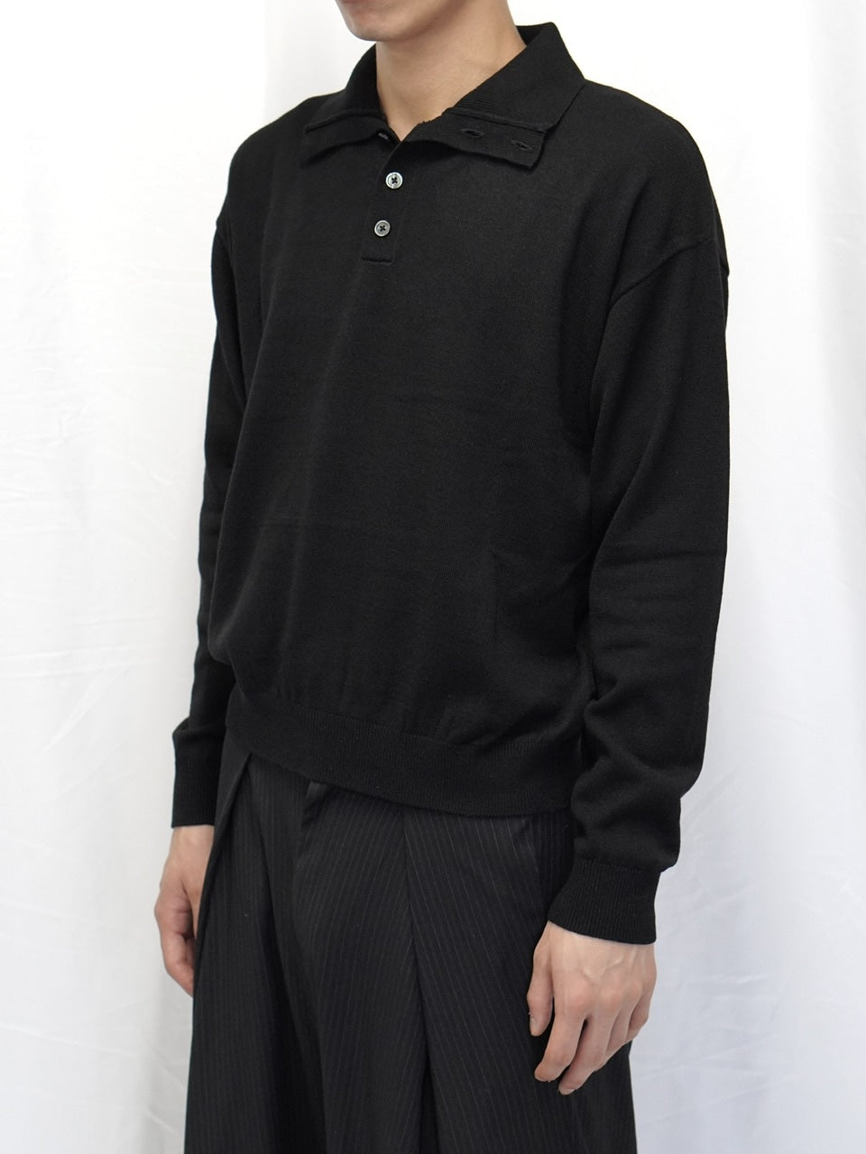 【CS】wool touch knit polo (black) / 【シーエス】ウールタッチニットポロ