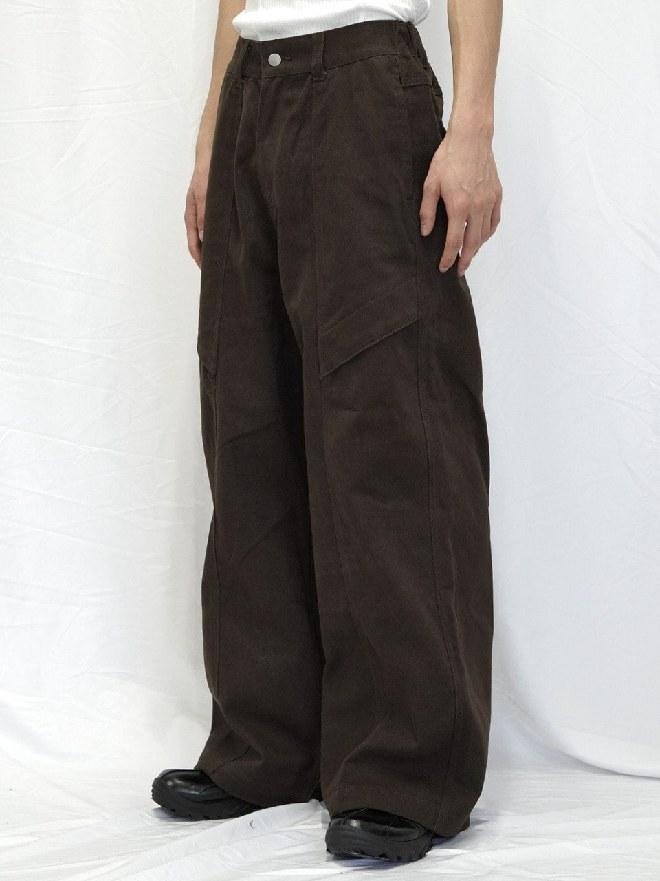 【CS】cotton wide twill pants (brown) / 【シーエス】コットンワイドツイルパンツ