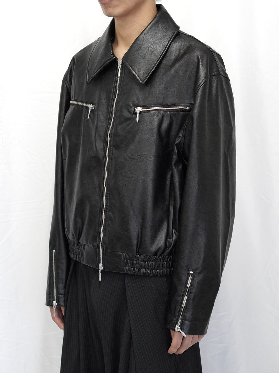 【CS】multi zip faded wash blouson (black)