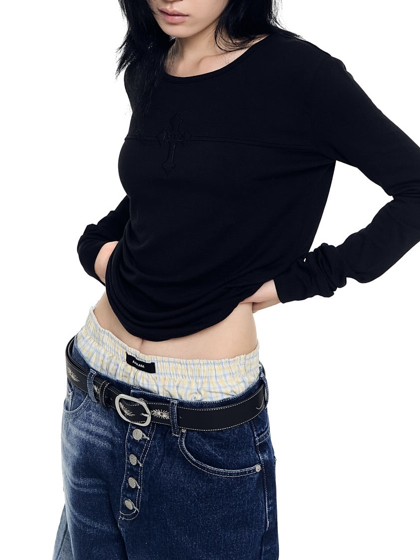 【AAKAM】Needlework Studded Belt