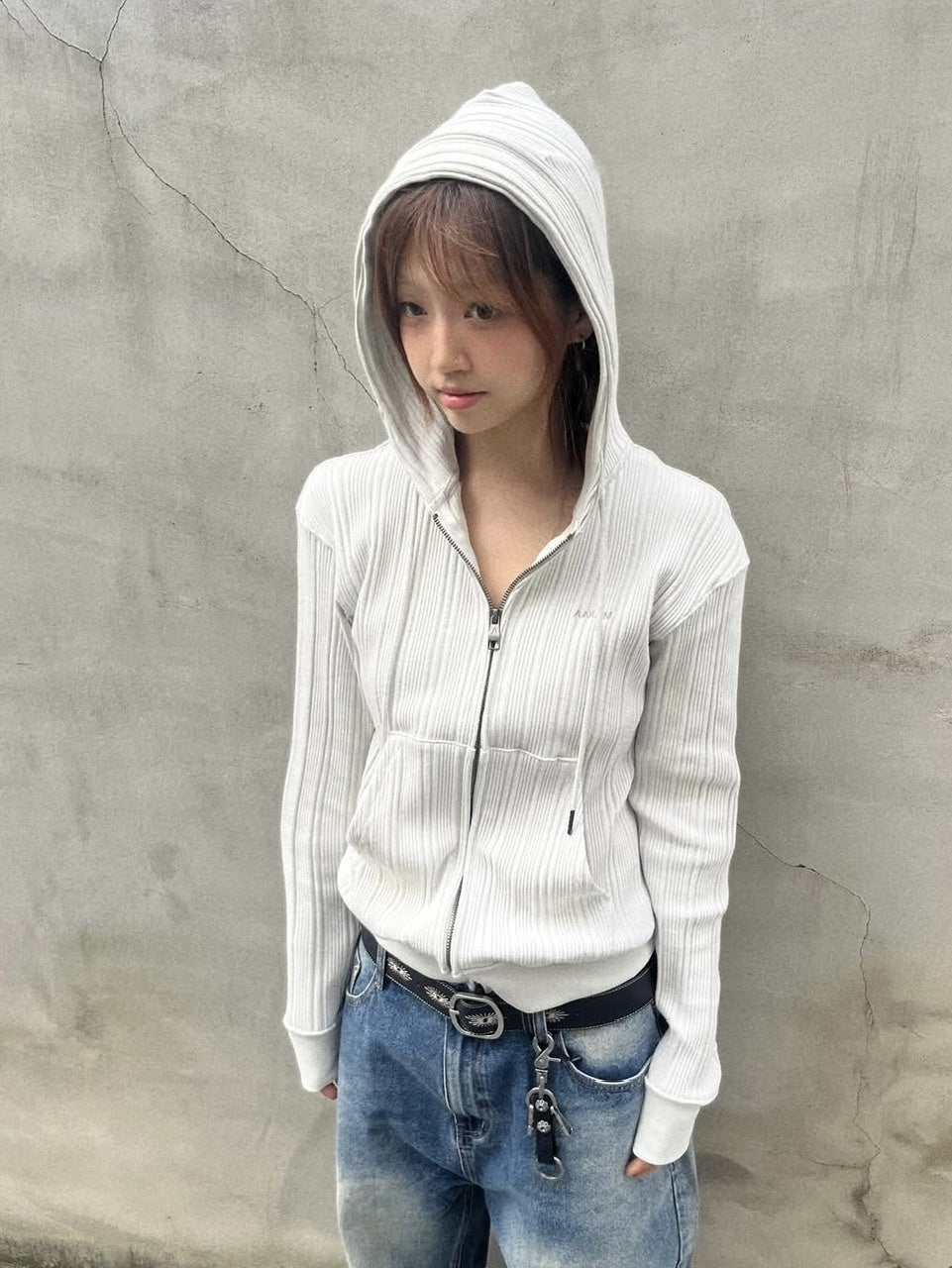 【AAKAM】Knitted Zip-Up Hoodie