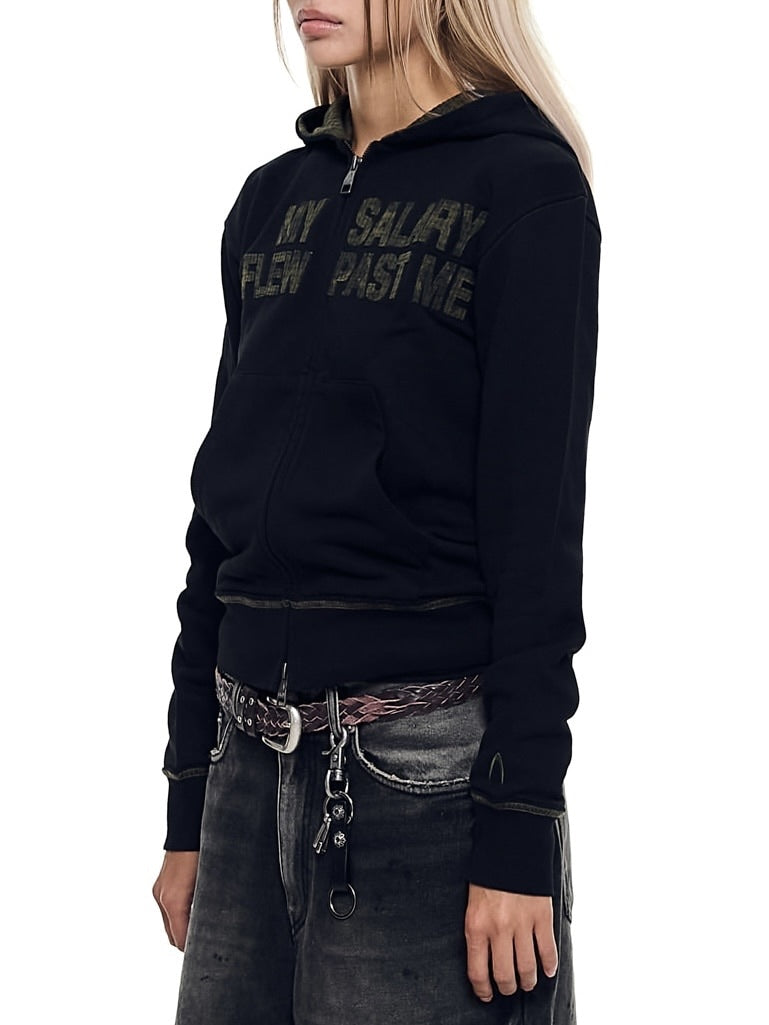 【AAKAM】Contrast Patch Zip-Up Hoodie