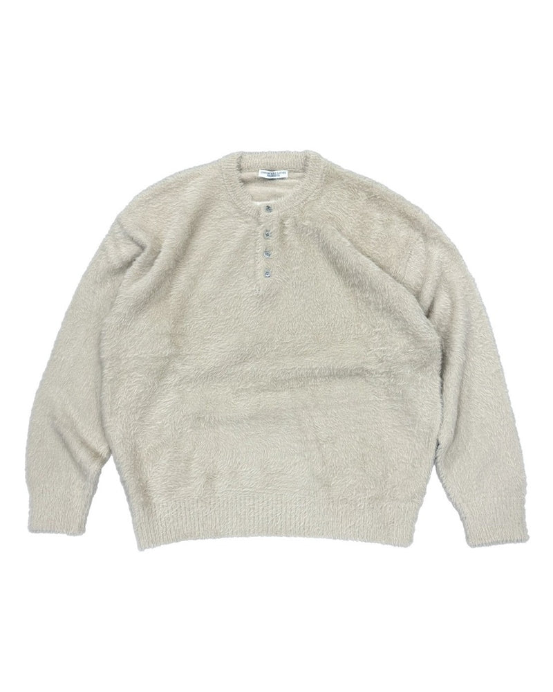 受注制【Chikashitsu +】henry neck hairy knit / 【チカシツプラス】ヘンリーネックヘアリー長袖ニット (5color)